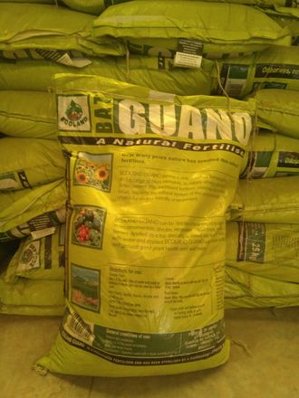 Fotografía original del saco amarillo de guano Ecoland de 25 kg